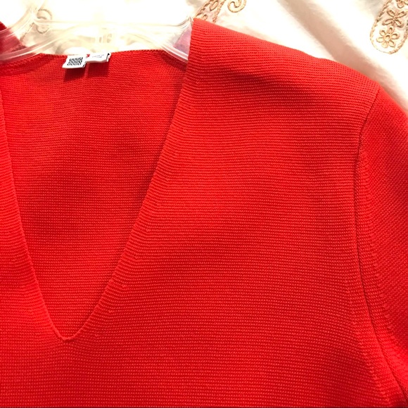 Sold! N/A ~New Uniqlo U LEMAIRE ~ V Neck Cotton Knit Dress ~ Orange ~ Sz Small - Picture 3 of 5